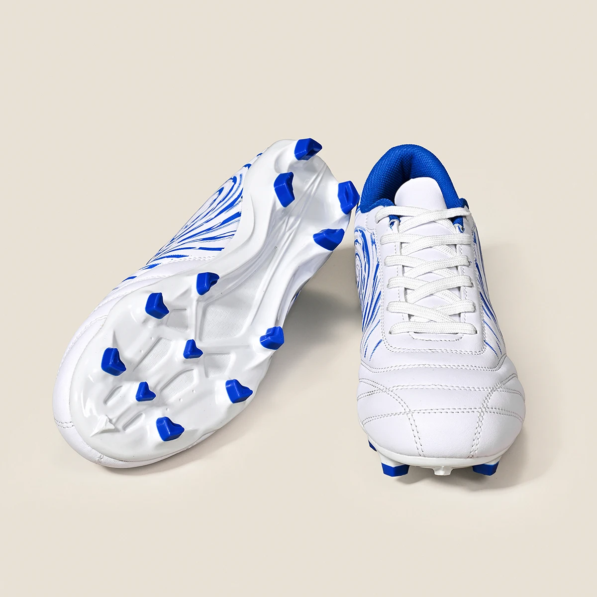 Men AG FG Hybrid Soccer Cleats, Wear-resistant Rubber Outsole, Breathable PU Upper Football Shoes for Natural Grass Match