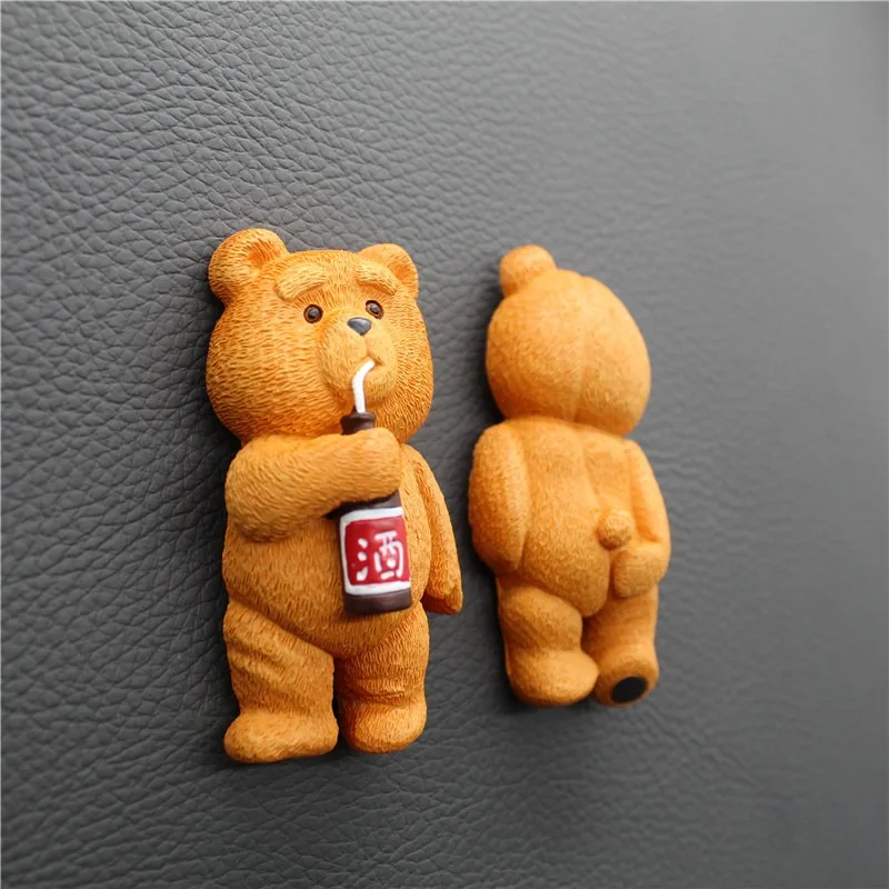 Bear Funny 3D Fridge Magnets Resin Creative Portrait Refrigerator Magnets Sticker Handicraft Souvenir Gift Home Decoration