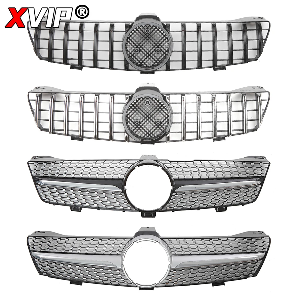 XVIP Front Glossy Black GTR Style Racing Grille For Mercedes Benz CLS W219 CLS350 CLS500 2005-2008 Diamonds Style Bumper Grilles