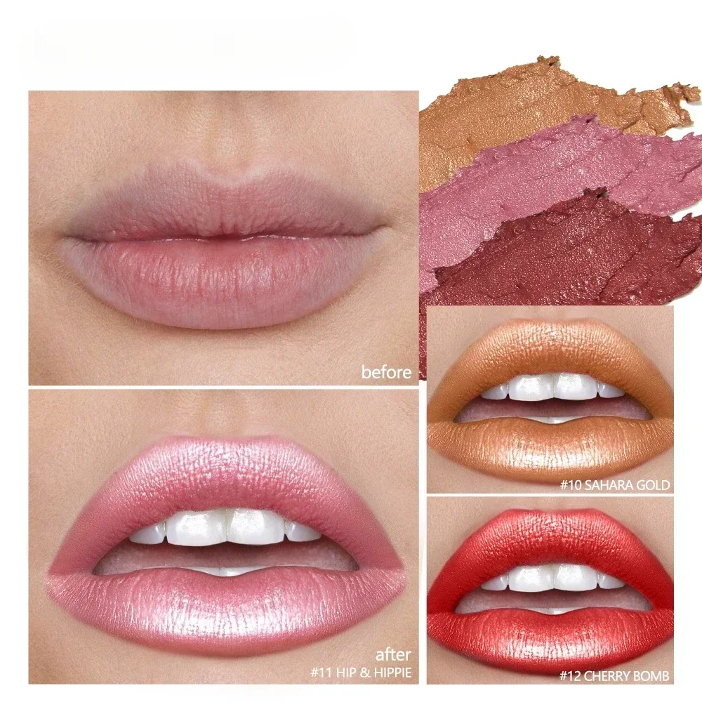Quicksand Gold Lipstick Glitter Lipstick Waterproof Long Lasting Moisturizing Velvet Matte Lip Tint Red Pink Sexy Lips Makeup