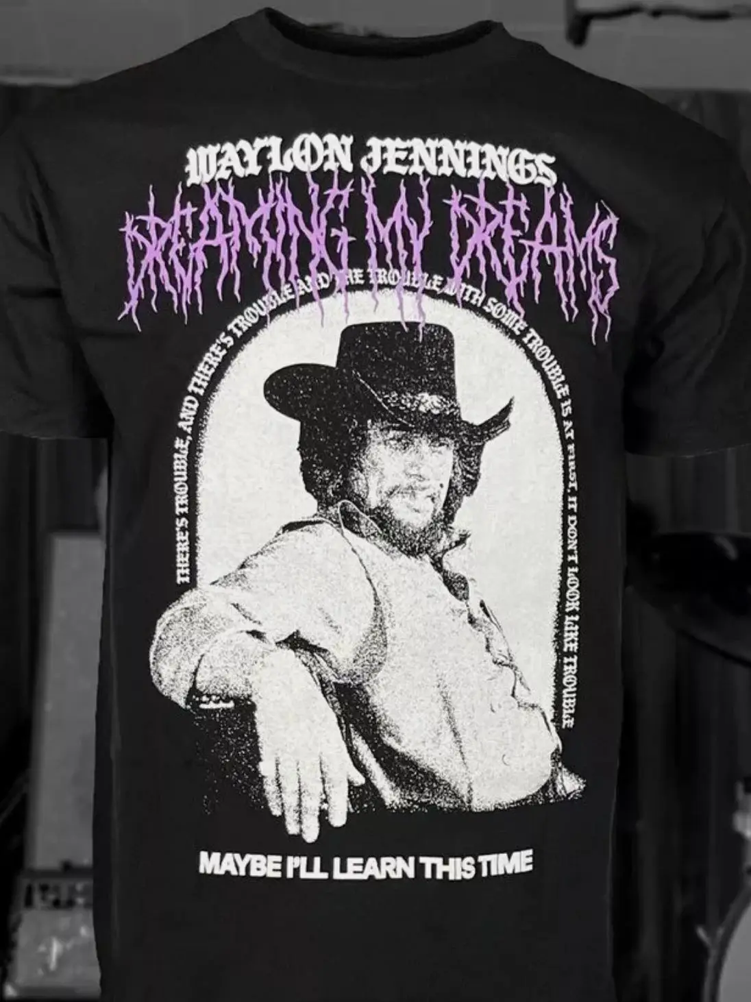 Waylon Jennings Dreaming My Dreams T-Shirt Short Sleeve, Maybe I_Ll Learn This