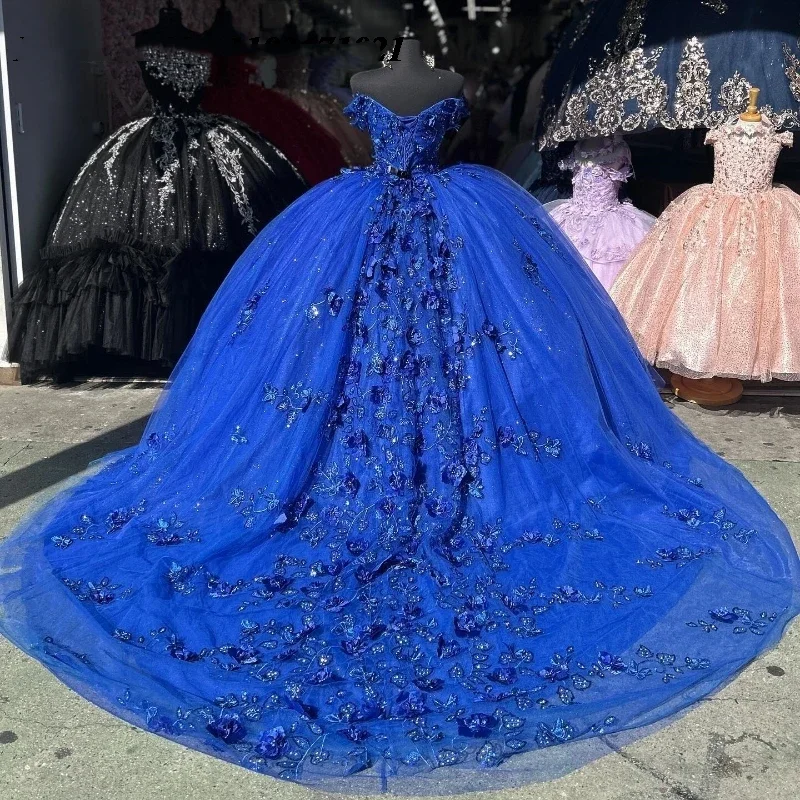 Angelsbridep Royal Blue Ball Gown 15 Years Quinceanera Dress With Sequined Vestidos De Fiesta Birthday Evening Party Dresses