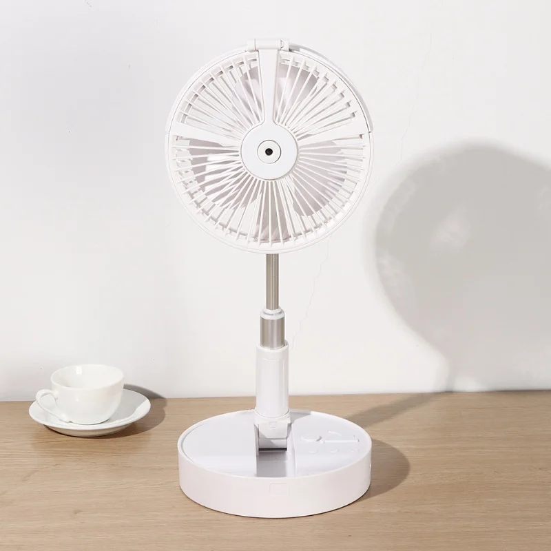 Folding Telescopic Portable Desktop Fan Atomizing Hydrating LED Fan USB Charging For Use