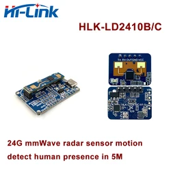 Hi-Link-Módulo de movimiento con Sensor de Radar de presencia humana, dispositivo pequeño de 5V, 24G, LD2410