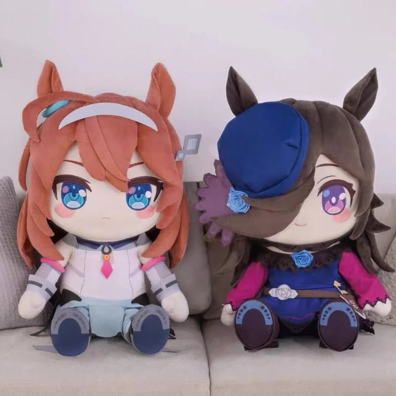 In Stock Japanese Anime Horse Girl Theme Plush Doll Palm Size Silver Hair Dark Hair Long Mane Collectible Birthday Gift