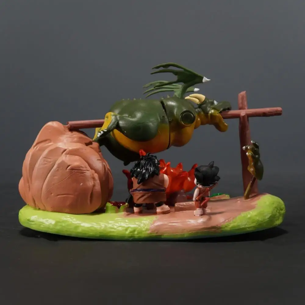 Dragon Ball Anime Figure Yajirobe and Childhood Goku Roast Cymbal Scene Pvc Action Figures Model Desktop Car Ornament Toy Gifts