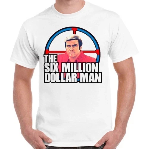Camiseta retrô masculina de verão The Six Million Dollar Man Steve Austin, programa de tv dos anos 70, gola redonda, manga curta
