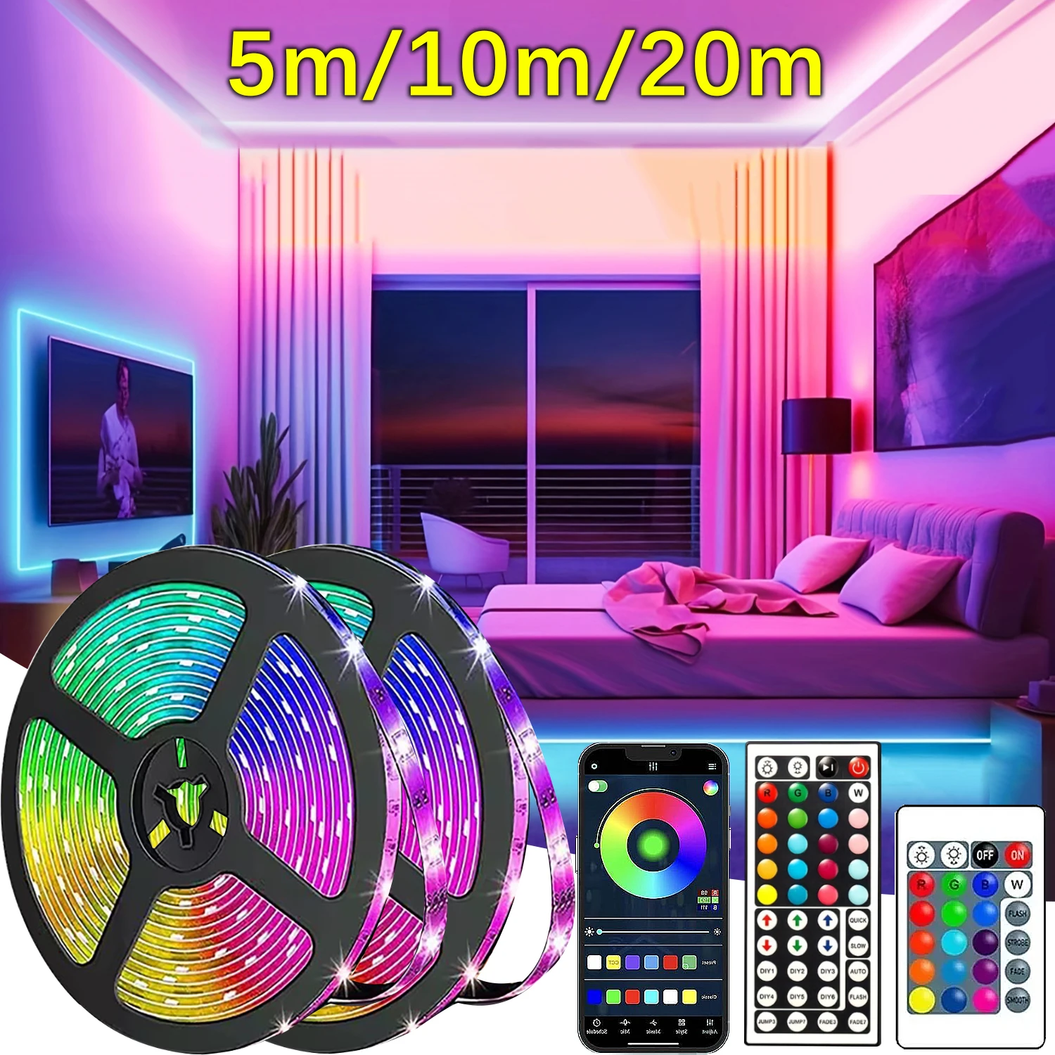 5V USB LED Lights for Room 10m 20m 30m RGB Led Strip Lights Flexible Lamp Ribbon For Room TV BackLight Diode Tape Decor