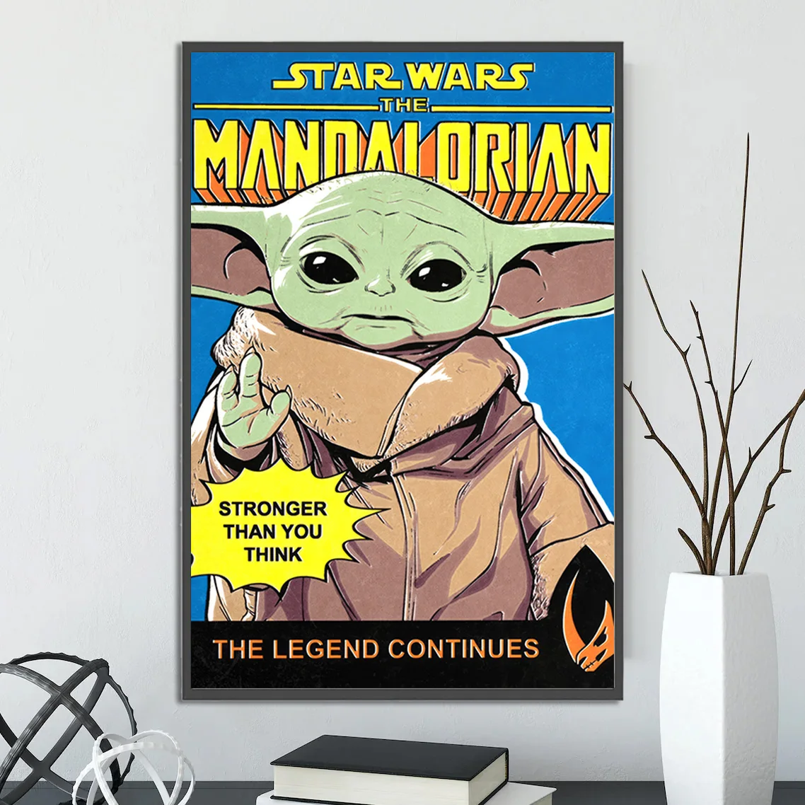 Star Wars Mandalorian Self-adhesive Poster Movie Skywalker Figures Photos Home Decoration Painting Wall Art Yoda Wallpaper Gift