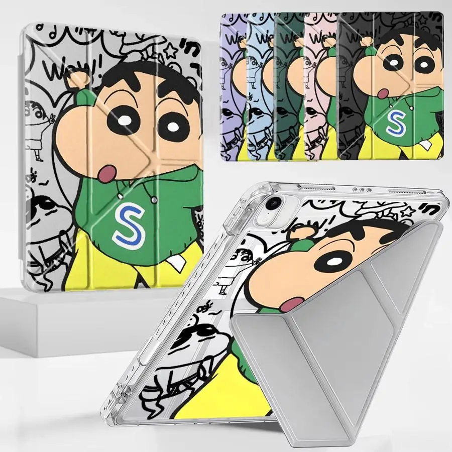 

Чехол-книжка Y-Fold Shin-chan для планшетов iPad Air 4, 5, M3, M2, M4, 11 дюймов, Pro 2025, Mini 6, 7, Pro 11-го, 10-го, 9-го, 8-го, 7-го поколений, 12.9 дюймов, милый дизайн