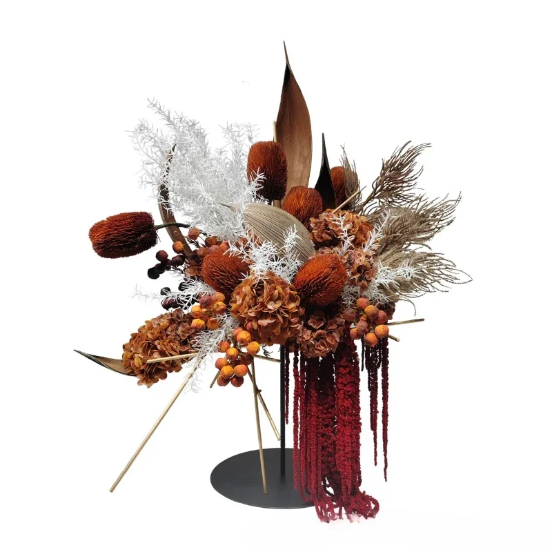 Modern light luxury red restaurant wedding home flower arrangement decoration