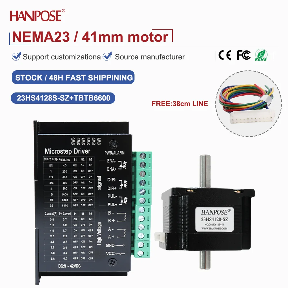 

Двухосевой шаговый двигатель крутящий момент 0,55Н. Драйвер м ток 2,8 А, модель 23HS4128-SZ+Tb6600, стабильная работа на высокой скорости