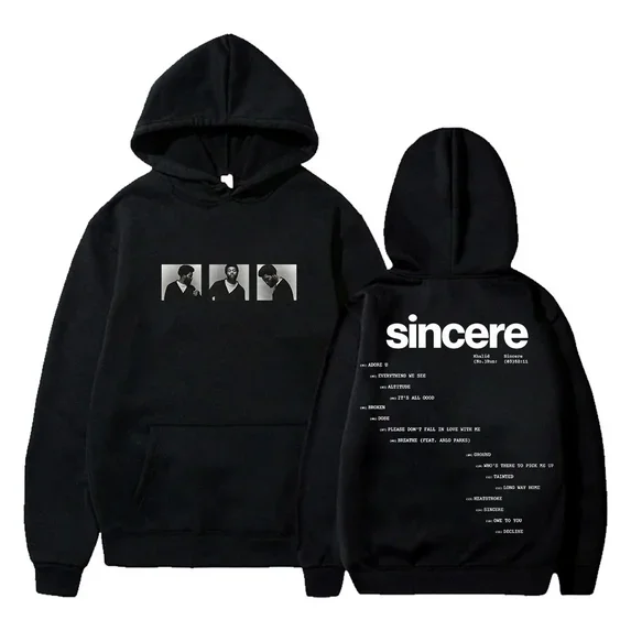 

Толстовка с капюшоном Khalid Sincere Merch 2024, уличная одежда с длинными рукавами для женщин и мужчин, толстовки с капюшоном