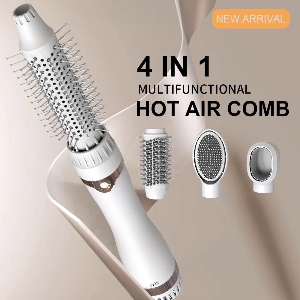 SMET 4 in 1 Hair Dryer Set With Interchangeable Comb Head for Drying and Hair Styling 1200W High Power Thermal Hot air Brush
