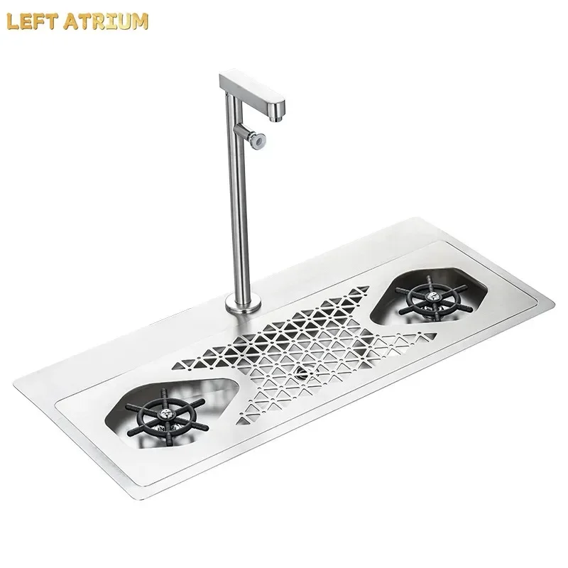 Stainless Steel Bar Embedded Cup Washer Cup Washer High-pressure Cup Washer Sink with Faucet Coffee Shop Commercial