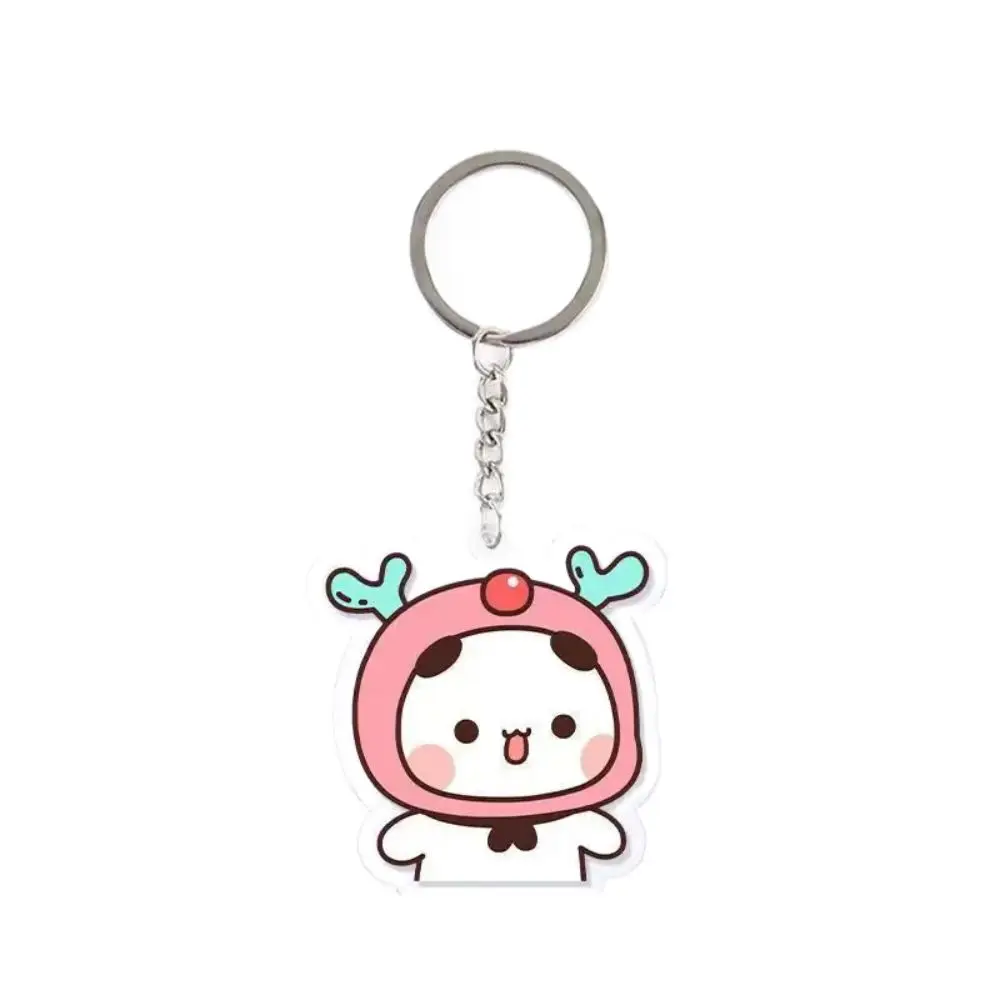 

Acrylic Super Cute Couple Keychain Cartoon Sweet Bubu Dudu Panda Bear Keyring Kawaii Animal Cute Cartoon Bubu Dudu Key Chain