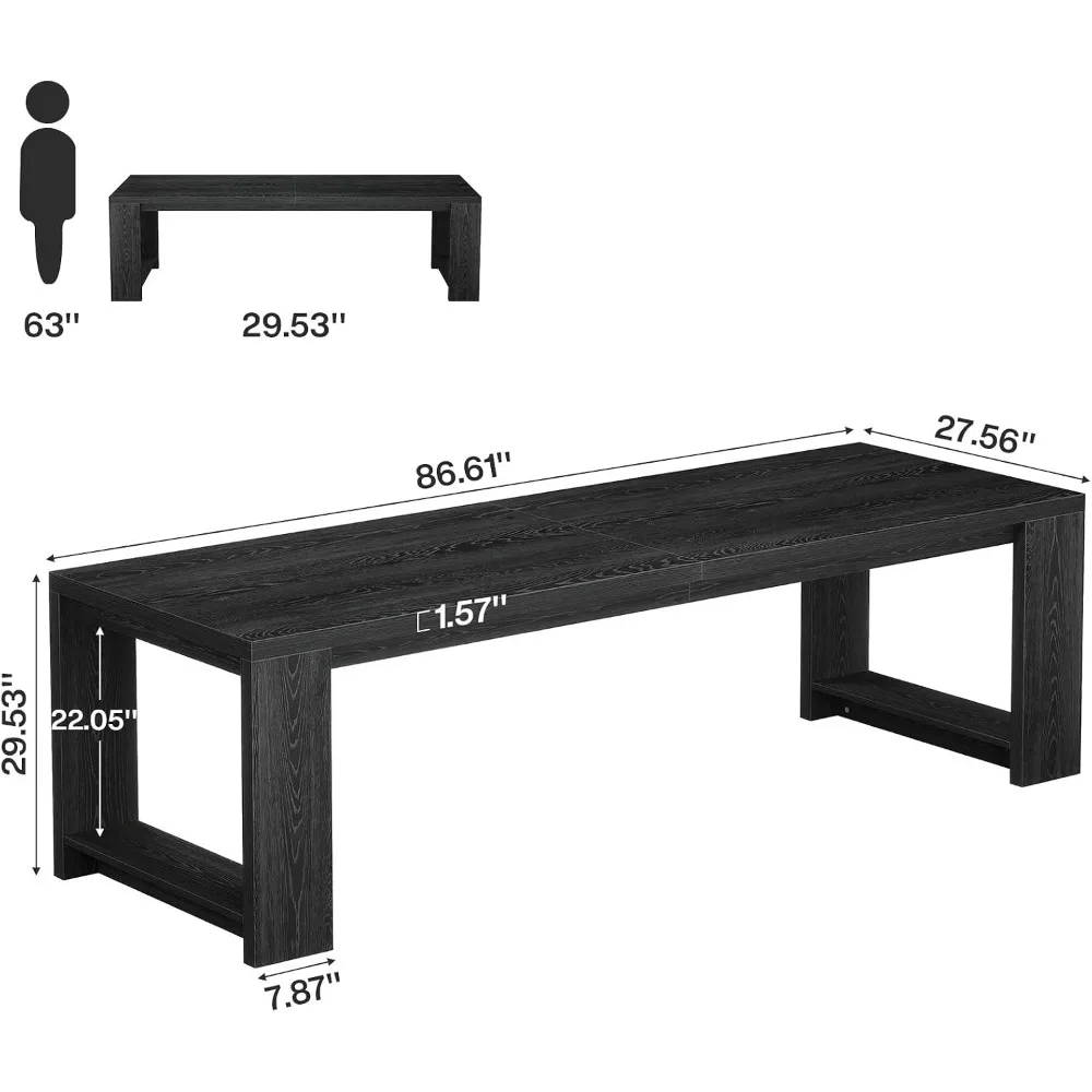 Tribesigns Two Person Desk, 86.6-Inch Extra Long Desk, Double Computer Desk | Double Computer Writing Table for 2 People, Wood Large Desks Workstation for Home Office, Black