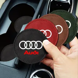 2Pcs New Fur Suede Car Coaster Anti-Slip Water Cup Holder Pads For AUDI Q3 Q5 A3 8V Sline RS S5 A8 Q7 TT Mk2 A4 A1 A5 A6 C7