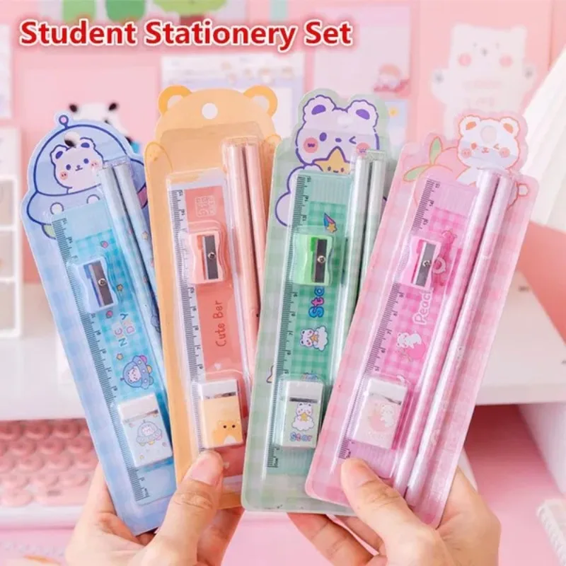 Stationery Set Pupils Pencil Eraser Pencil Sharpener Ruler Student Stationery Set