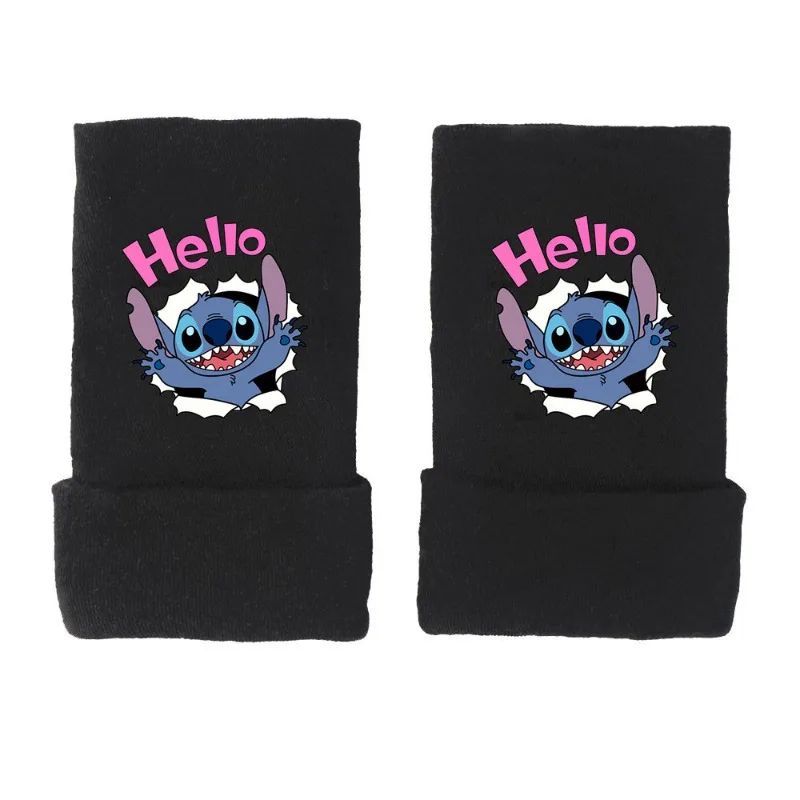 1 Paar süße Stich kurze Halb finger Handschuhe Unisex gestrickt elastisch warm Handgelenk Handschuh Anime Winter Soft Guantes Radsport zubehör