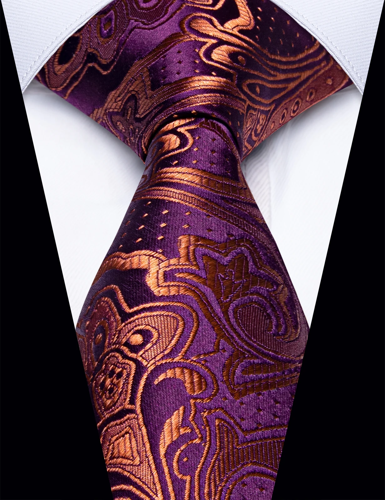 Paisley Pattern Mens Necktie, Premium Formal Tie for Groom Wedding Business Conference Dinner Party