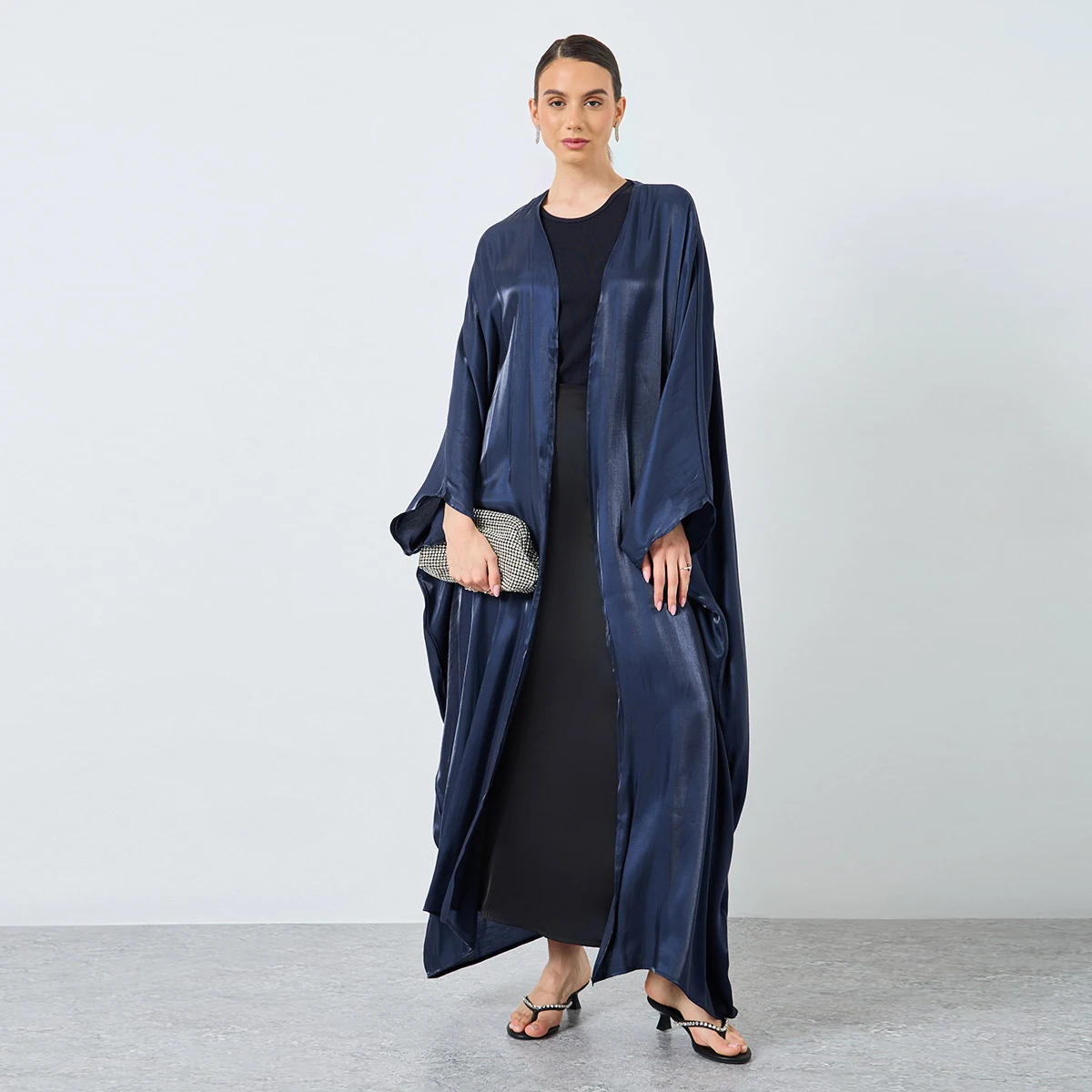 

Middle Eastern Full Sleeve Open Front Abaya Muslim Women Ramadan Maxi Dresses Islamic Abayas Arabian Solid Jilbabs Kaftans