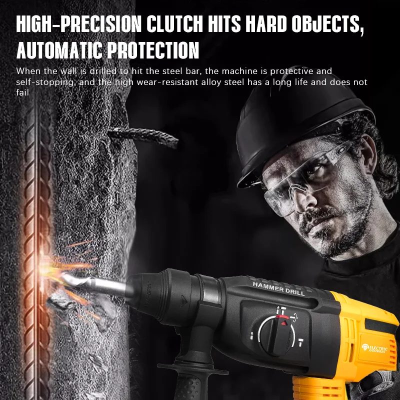 Déesse électrique 26 mm sans balais pour batterie Dewalt 21 V électrique Marteau à percussion, marteau perforateur rotatif multifonctionnel, outil électrique