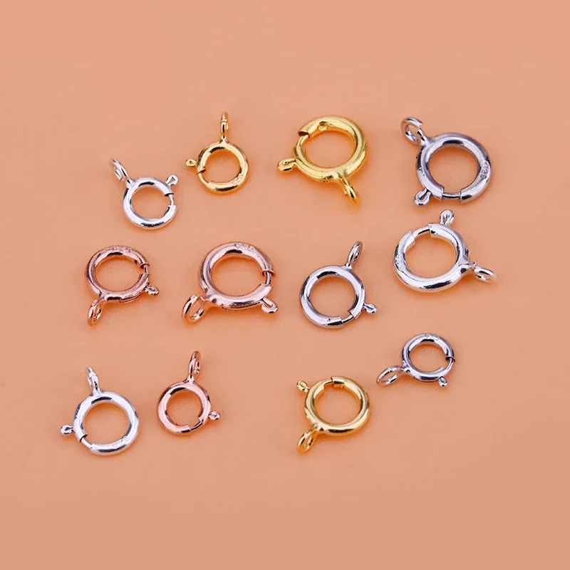 

5pcs S925 sterling silver round buckle spring buckle, Pearl Buckle, Bracelet Necklace Connection QQ buckle connection buckle