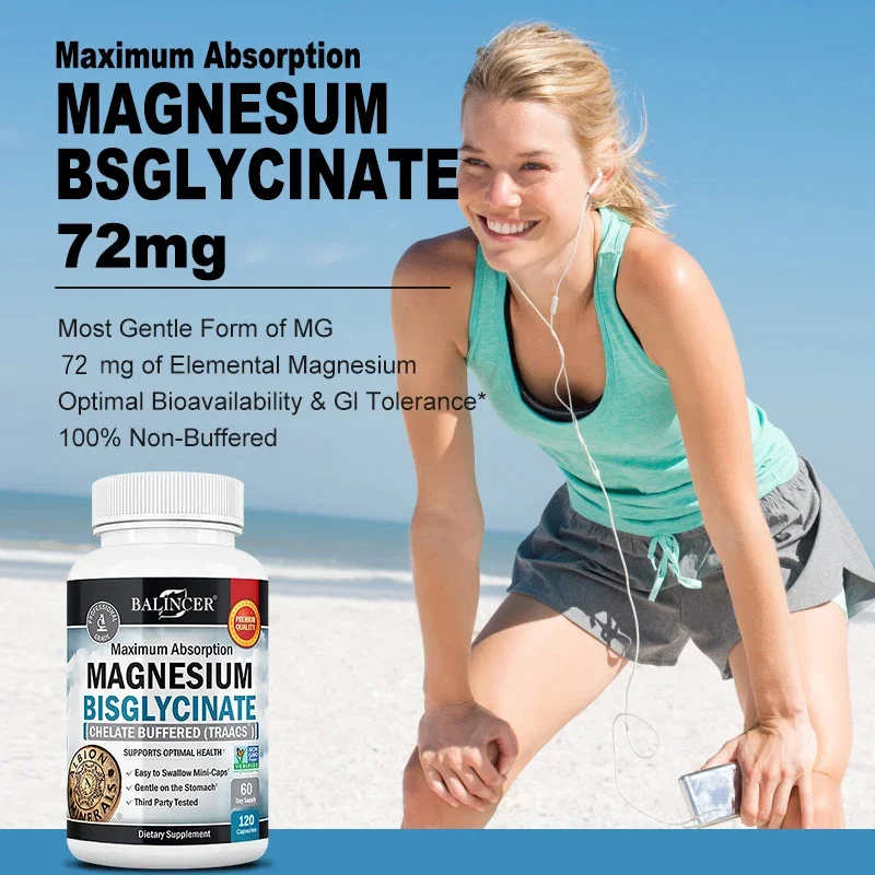 Magnesium Bisglycinate - Maximum Absorption, Full Response and Buffered - Healthy Energy Musculoskeletal and Joint Support