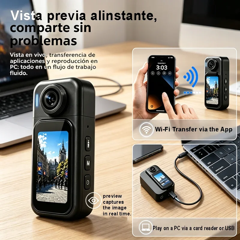 Portable WiFi POV Body Cam 4K/1080P HD Waterproof Mini Sports Video Recorder with Charging Case for Motorcycle Cycling Hiking