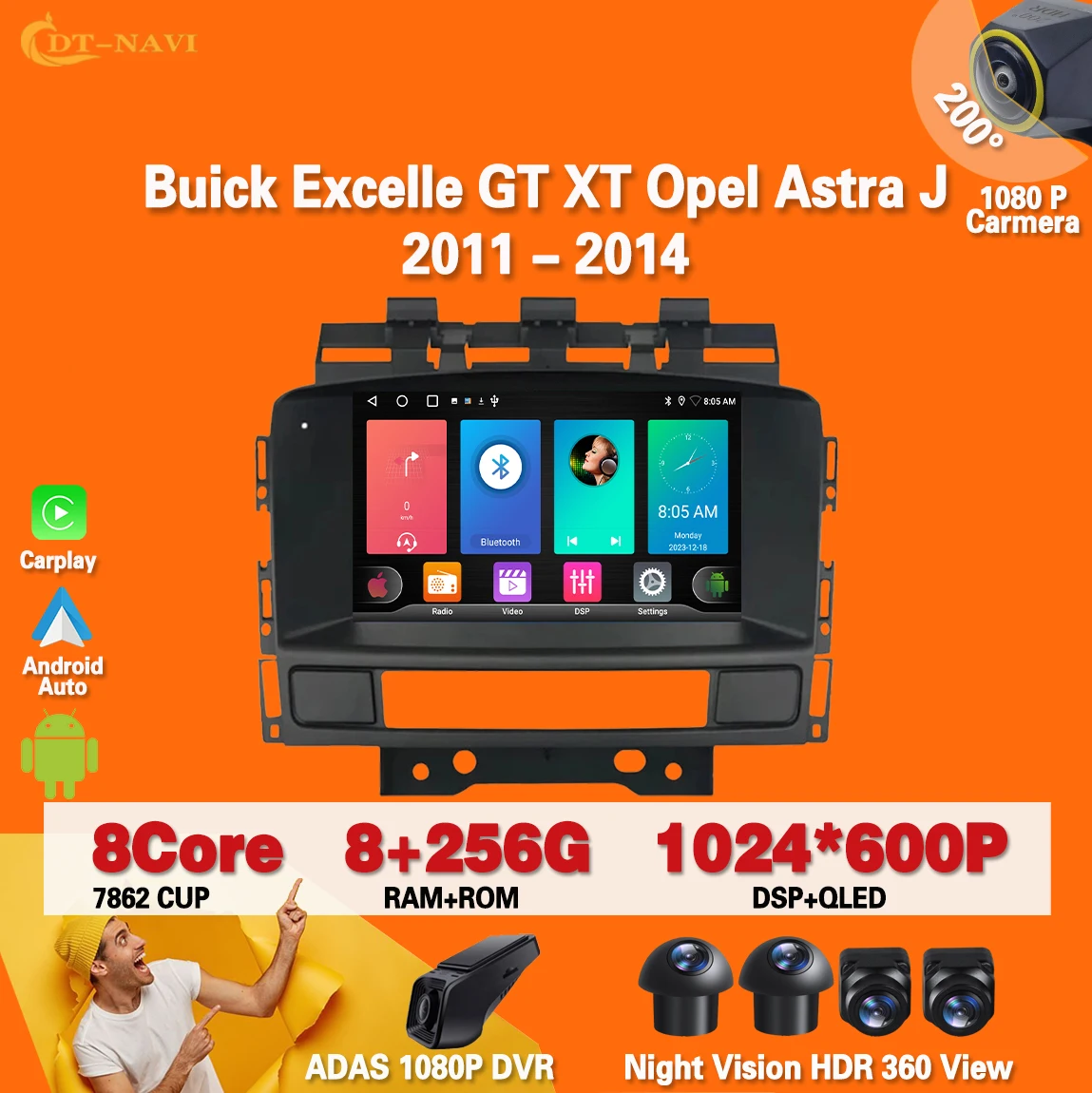 

DT-NAVI 7" Android 12 Carplay Auto For Buick Excelle GT XT Opel Astra J 2011 - 2014 Car Radio Stereo Multimedia Player WIFI 4G