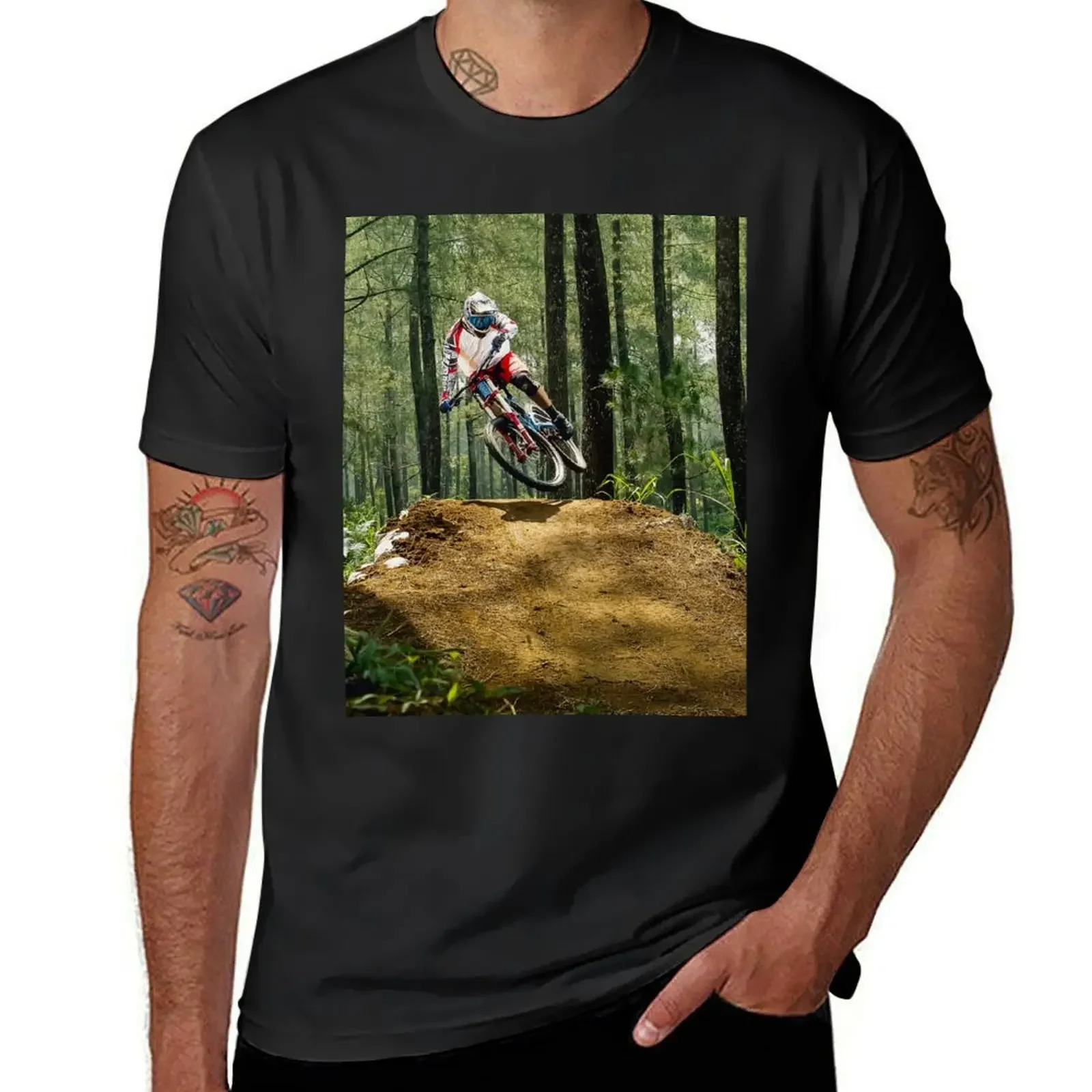 

Mountain Biker over Jump. T-Shirt kawaii clothes boys whites oversized Blouse mens funny t shirts