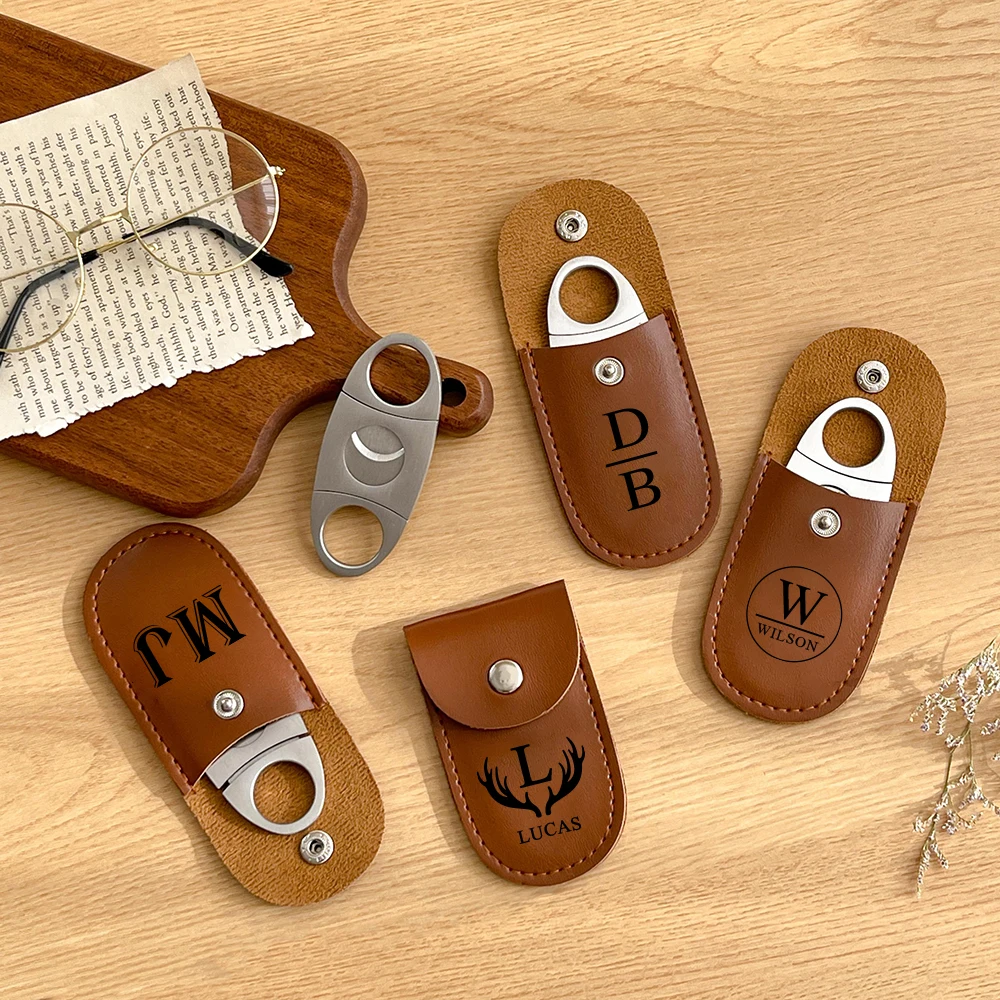 

Personalized Engraved Cigar Cutter with Leather Case Custom Cigar Knife Gift for Dad Husband Weeding Party Groomsmen Gifts