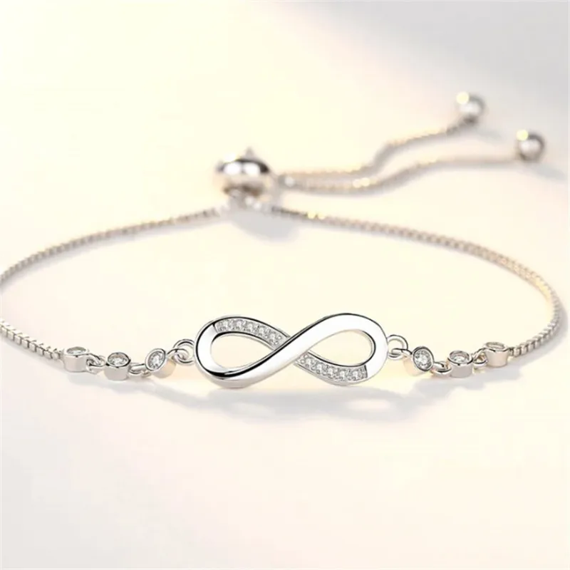 Neue feine Sterling Silber hübsche Kristall Armbänder für Frauen Modeschmuck Party Hochzeit Accessoires Valentinstag Geschenke