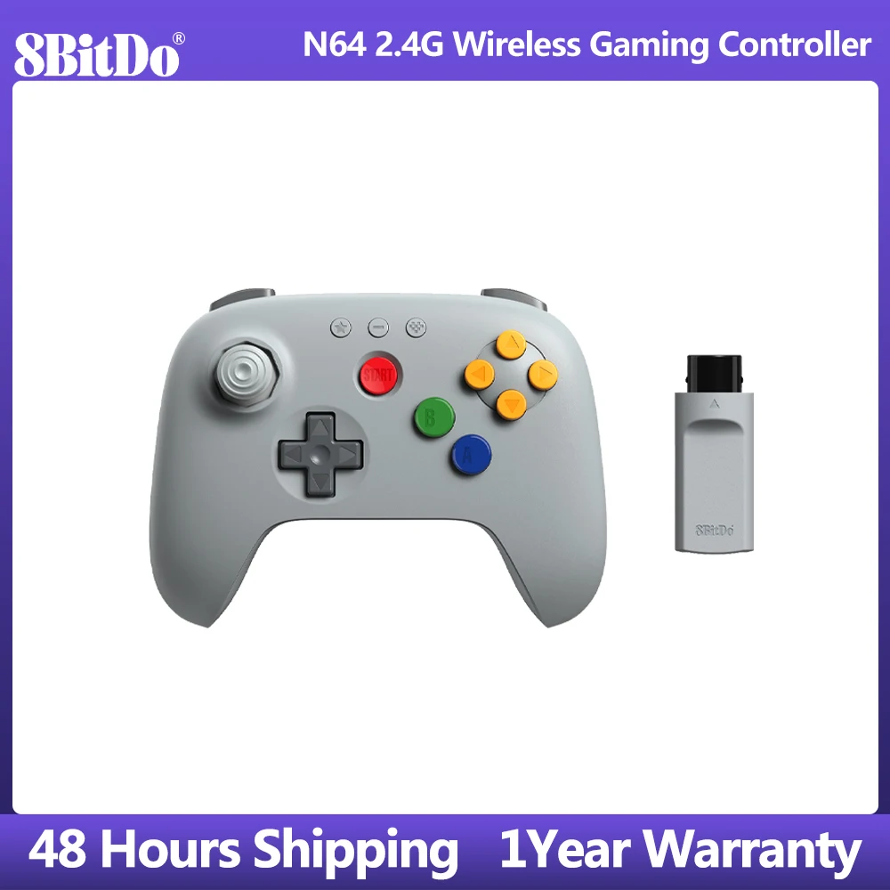 

8BitDo N64 2.4G Game Controller with Hall Effect ，Wireless Gamepad with Aadapter for N64 Console, Analogue 3D,Windows 10 11