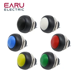 10pcs DIY Mini 12mm Momentary Waterproof Push Button Switch Horn Blue White Green Red Yellow Black 1A 250V Self-reset Wholesale