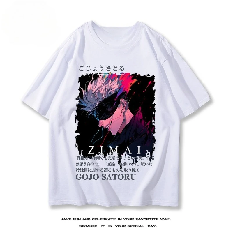 

2025 Jujutsu Kaisen Gojo Satoru cotton T-shirt Japanese anime summer men's T-shirt outdoor casual street fashion men's clothing