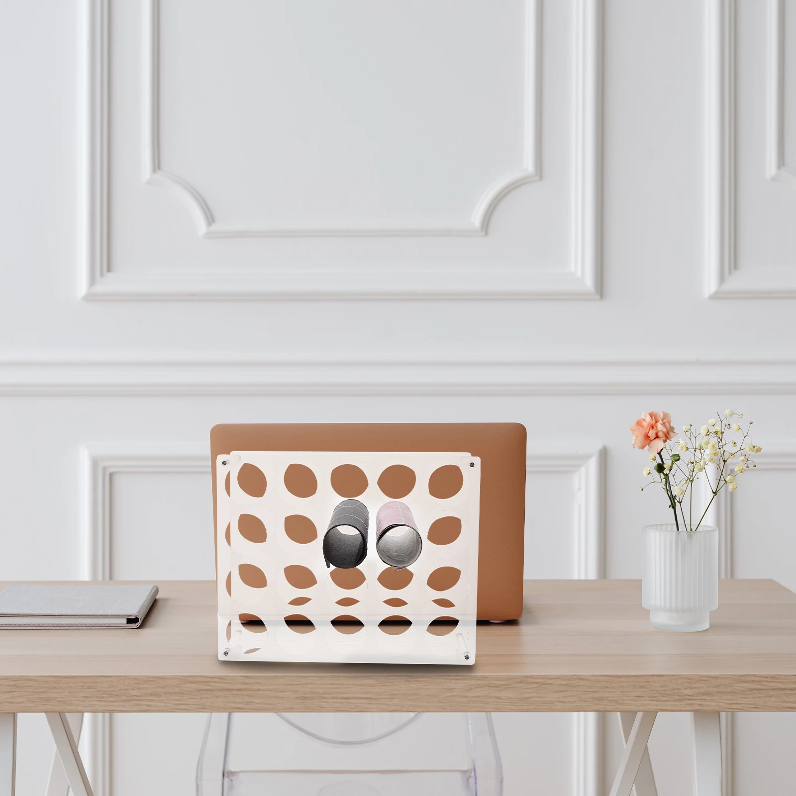 

1Set Acrylic Vinyl Storage Rack 20-Hole Roll Paper Stand for Craft Room Wrapping Paper Display Organizer Vinyl Storage Rack