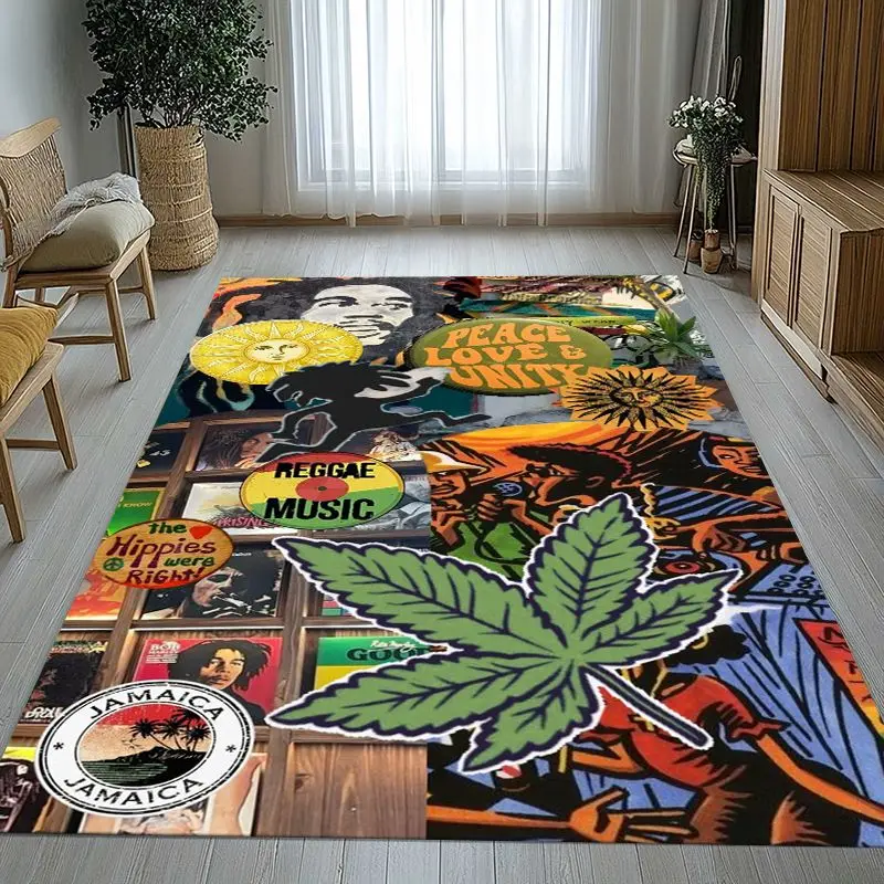 Reggae Music Bob Marley Rasta Color Soft Non-Slip Large Area Rug for Living Room,Bedroom Playroom Carpet Mat for Sofa,Home Decor