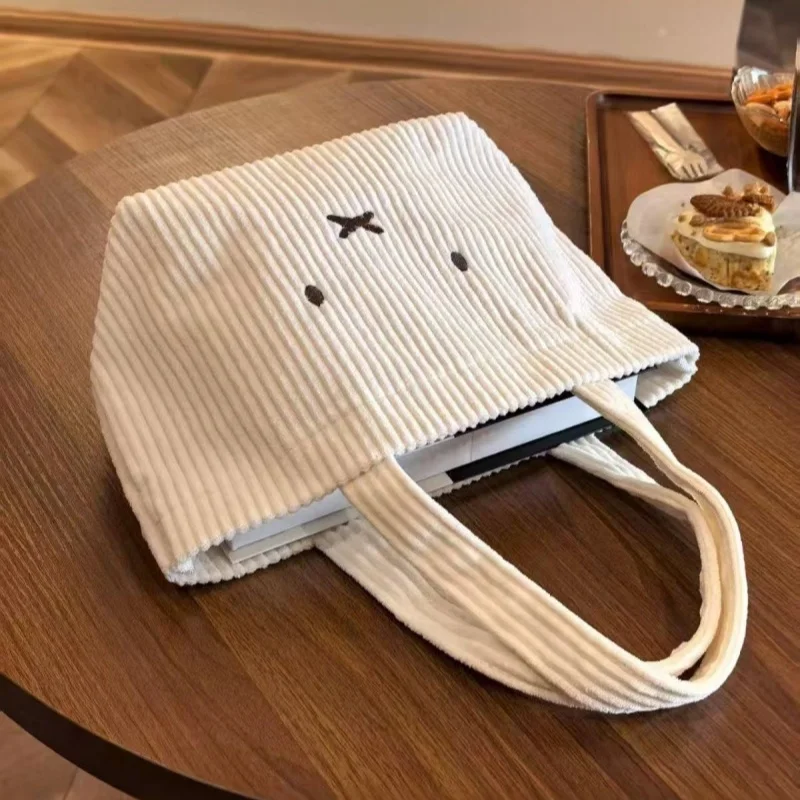 

Kawaii Miffy Cute Handbag Cartoon Rabbit Corduroy Portable Multifunctional Commute Cosmetics Storage Bag Girl Festival Gift