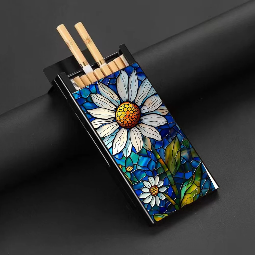Anti-Drop Anti-Moisture Colorful Creative Pattern Cigarette Case Metal Cigarette Box Slim Draw Cigarette Case