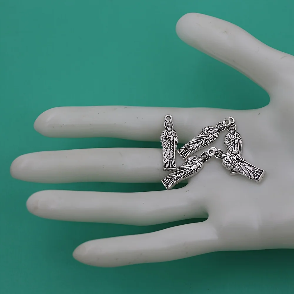 15 개/몫 ST Jude Charms 25X7.5mm 골동품 실버 부적 펜던트 맞는 패션 묵주 팔찌 목걸이 쥬얼리 L329 만들기