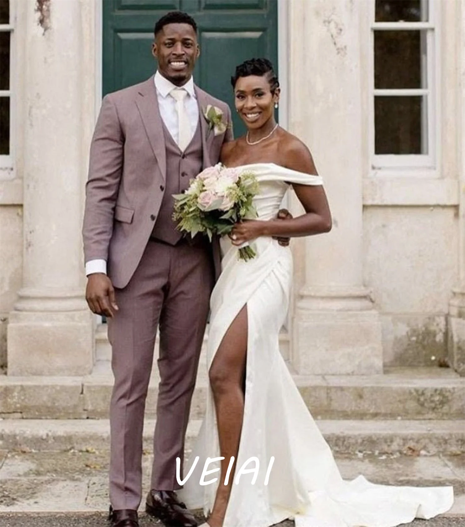 

Wedding Suits For Men Prom Party Evening Tuxedo Formal Blazer Sets Terno Custom Three Pieces Jacket+Pants+Vest Trajes De Hombre