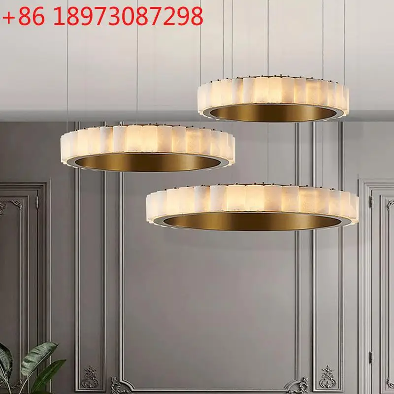 

New Chinese-style living room chandelier Italian light luxury lobby homestay fashion simple ring villa dining chandelier