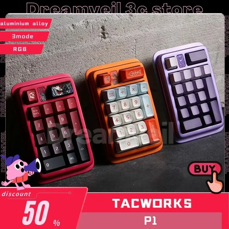 

TACWORKS P1 Mechanical Keyboard 3mode wireless Bluetooth Keyboard Mini Aluminium customized Hot-Swap Rgb Light Gaming Keyboards