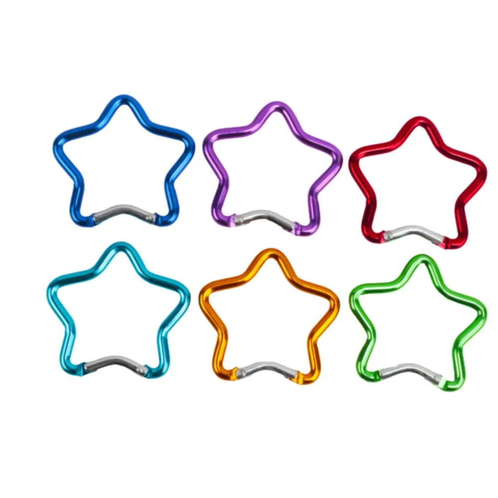 Five-pointed Star Shaped Aluminum Carabiner Key Chain Clip Outdoor Camping Keyring Hook Bottle Hanging Buckle Accessories