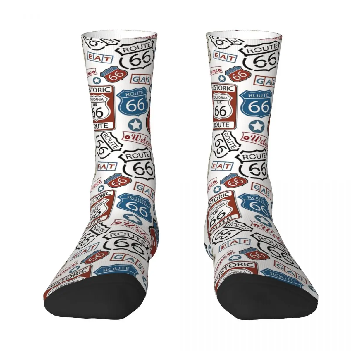 U S Route 66 Road Trip Travel Stamps Men Women Socks Cycling Novelty Spring Summer Autumn Winter Stockings Gift