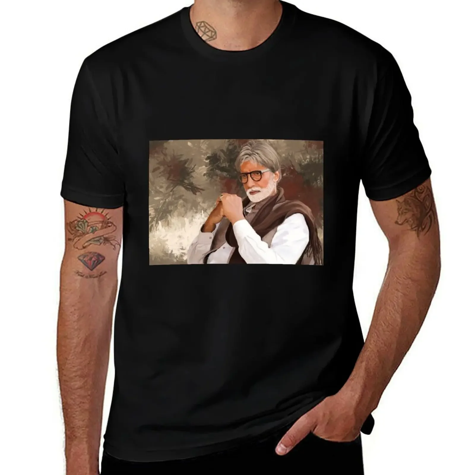 

Amitabh Bachchan Digital Painting T-Shirt sweat blacks mens t shirts top quality