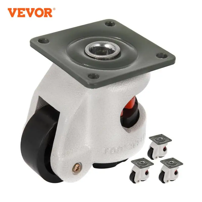 VEVOR Nylon Wheel and NBR Pad Set of 4 Leveling Casters w/ 360 Degree Swivel Heavy Duty for Industry Equipment Workbench Shelves