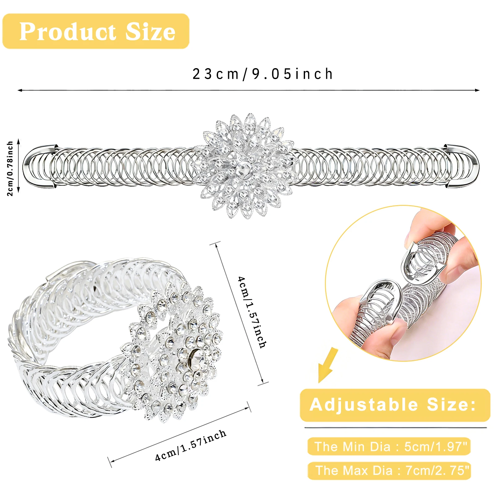 2Pcs Crystal Flower Curtain Ti - Tie Clip Silver 评论和价格
